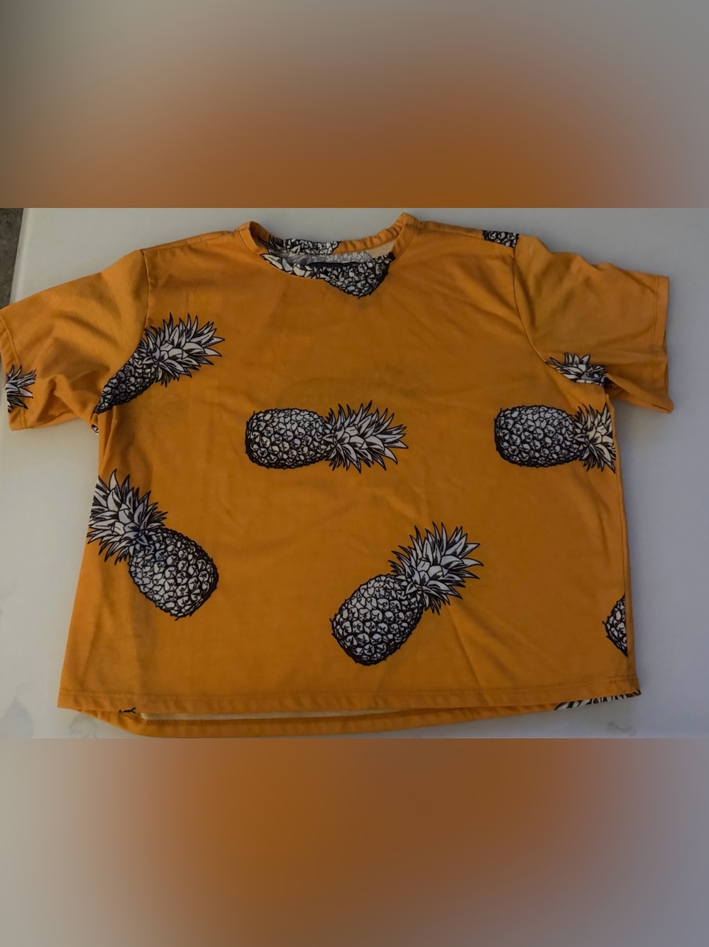 Pineapple Print Tee in Mustard Yellow Small Clockhouse